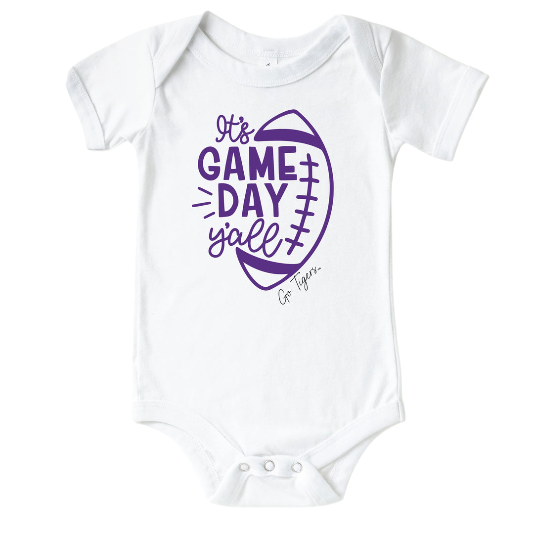 Louisiana State University | Footballs & Bows Graphic Bodysuit