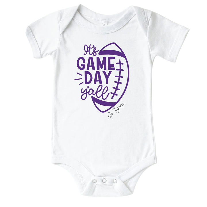 Louisiana State University | Footballs & Bows Graphic Bodysuit