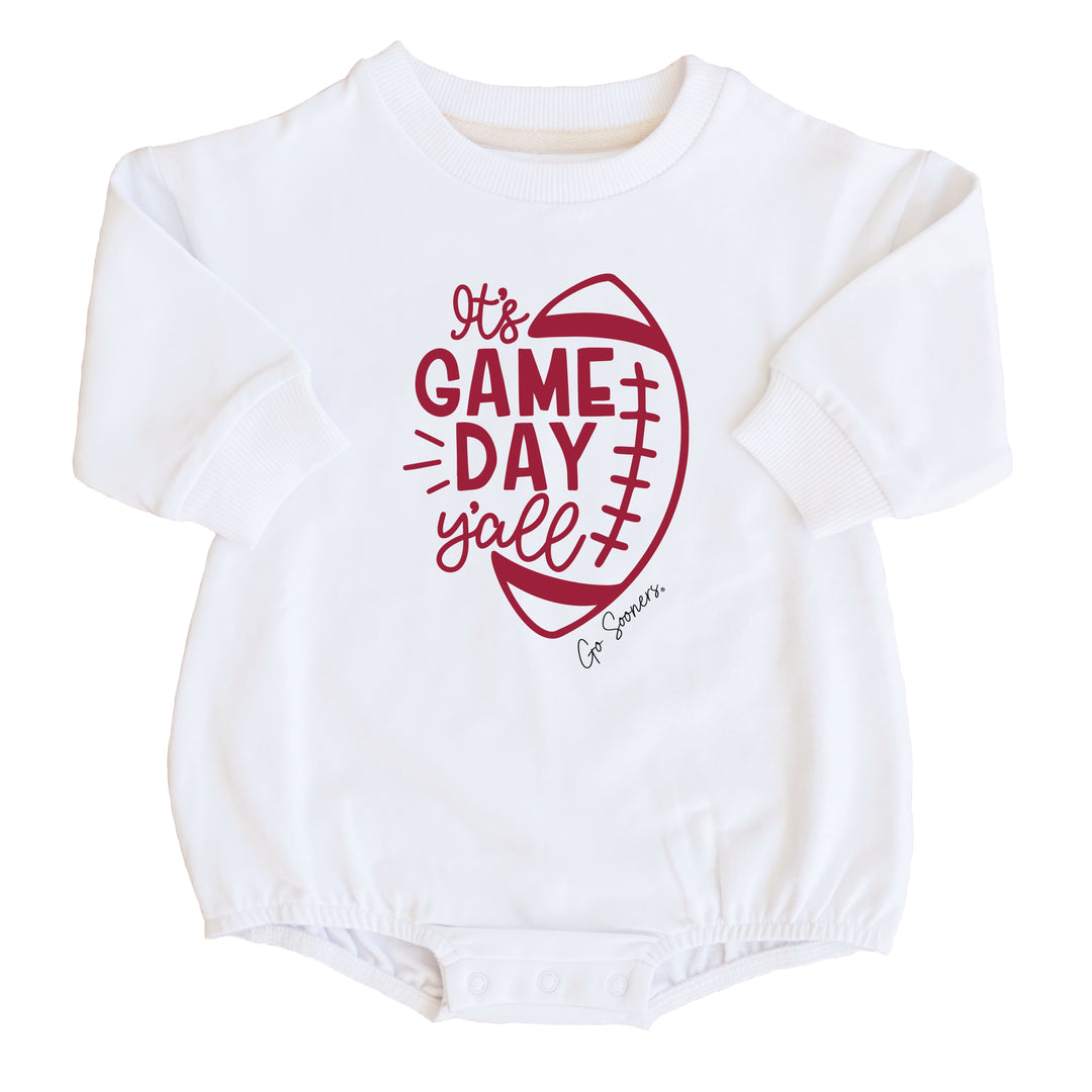 University of Oklahoma | Footballs & Bows Graphic Sweatshirt Bubble Romper