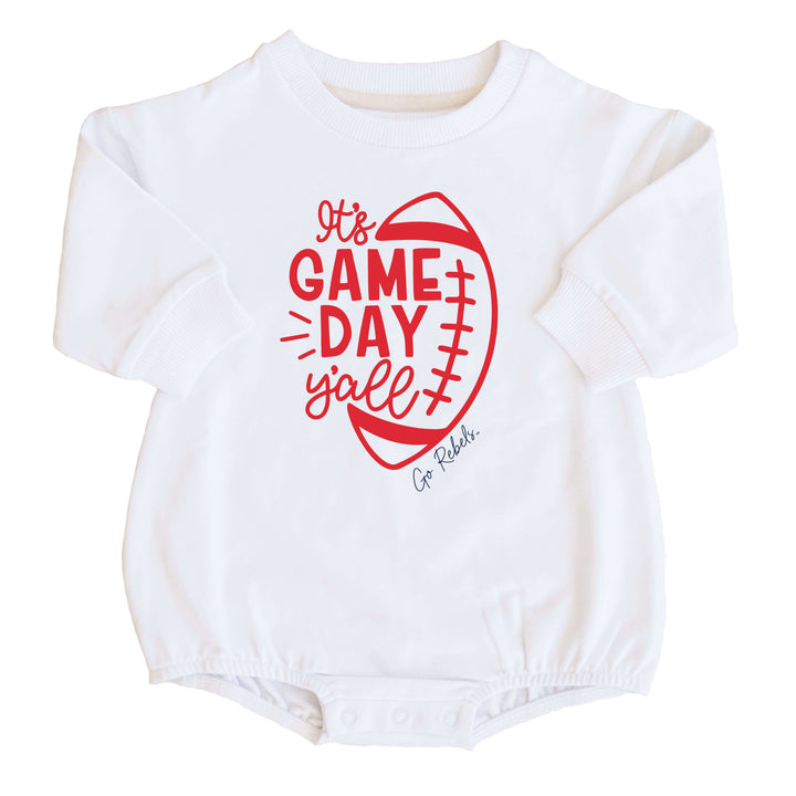 University of Mississippi | Footballs & Bows Graphic Sweatshirt Bubble Romper