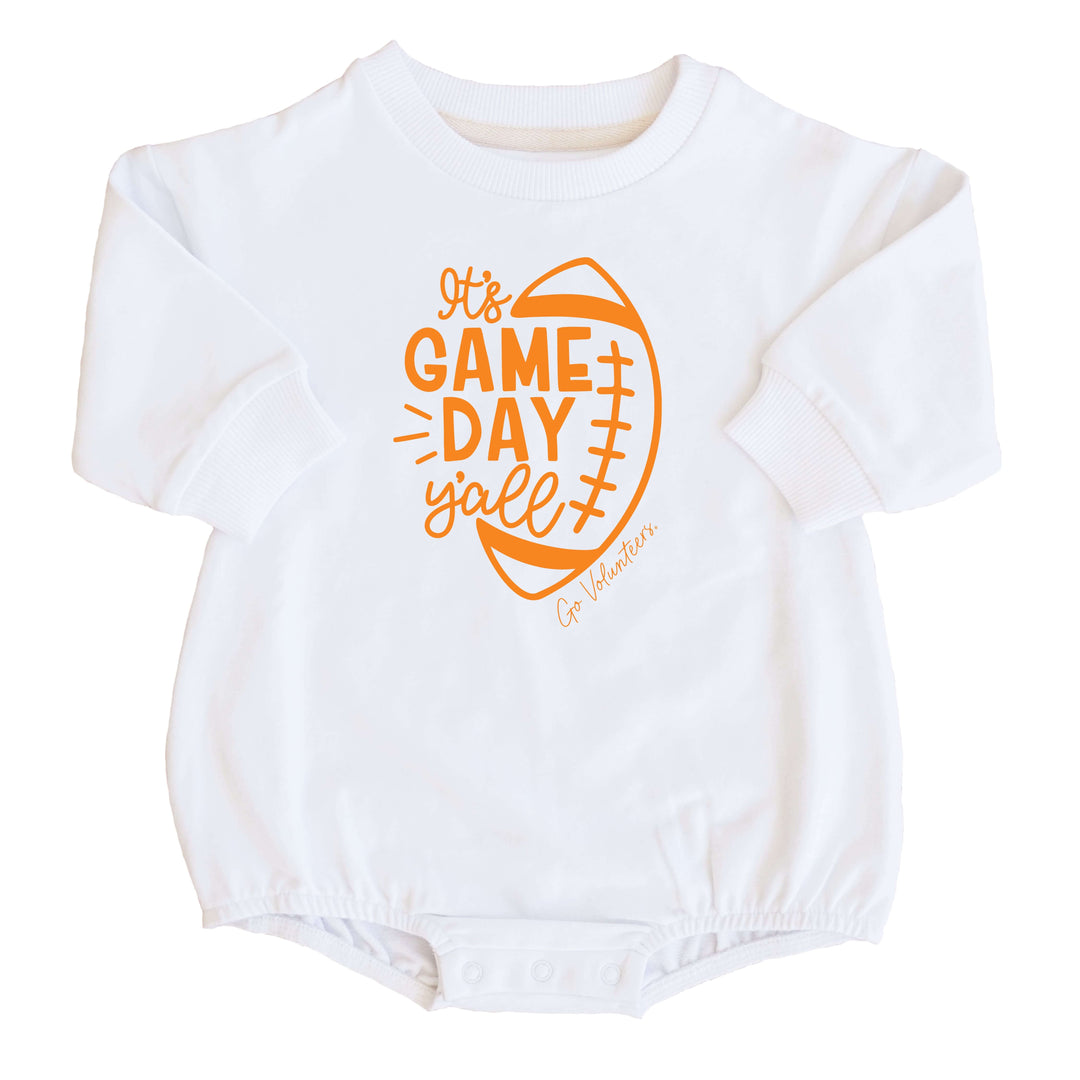 University of Tennessee | Footballs & Bows Graphic Sweatshirt Bubble Romper