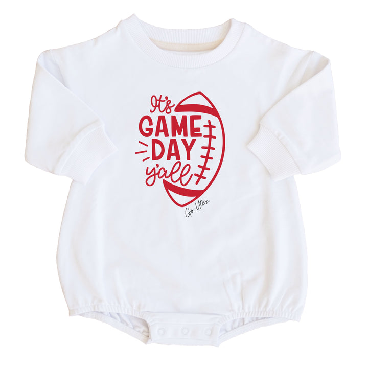 University of Utah | Footballs & Bows Graphic Sweatshirt Bubble Romper