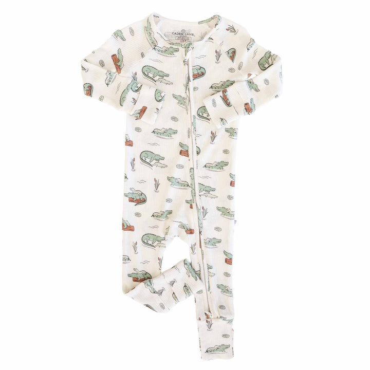alligator pajama romper for babies and toddlers