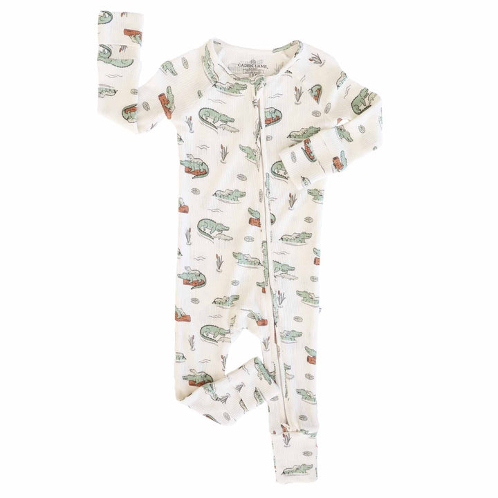 alligator convertible zip romper pajama for babies and toddlers 