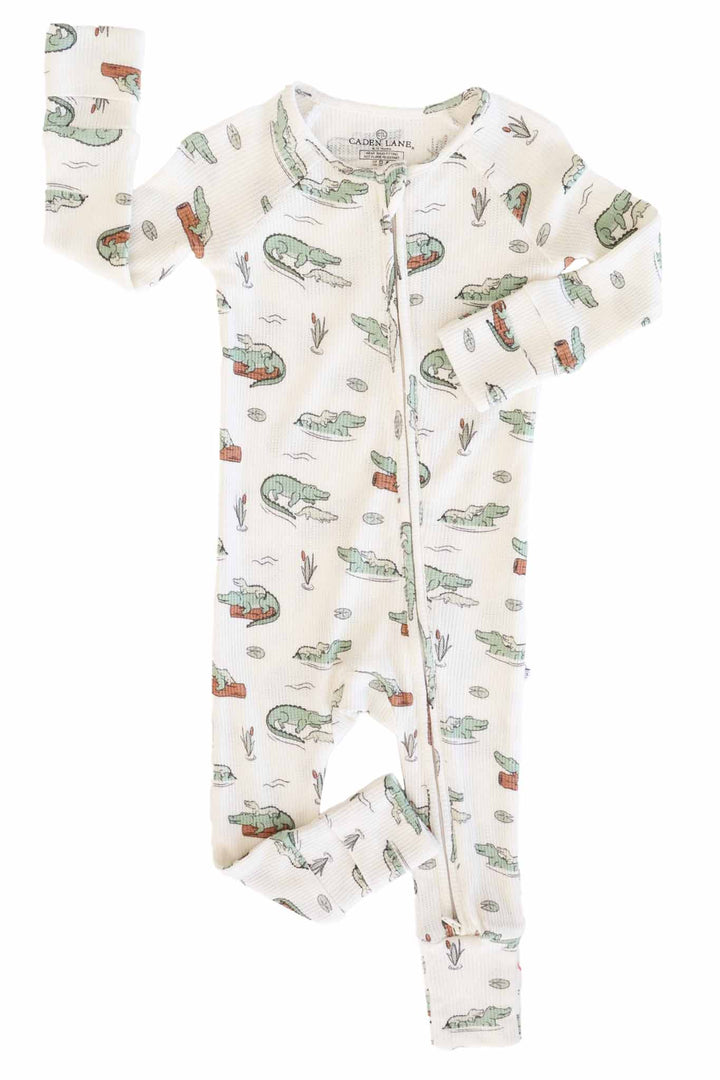 All Bamboo Waffle Zipper Footies