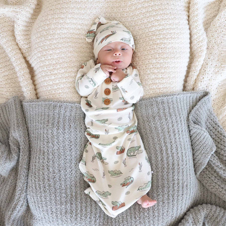 later gator bamboo waffle knot own and hat set for newborn boys 