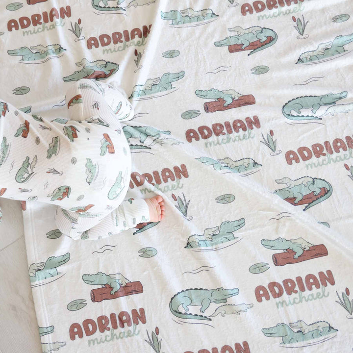 alligator personalized kids blanket 
