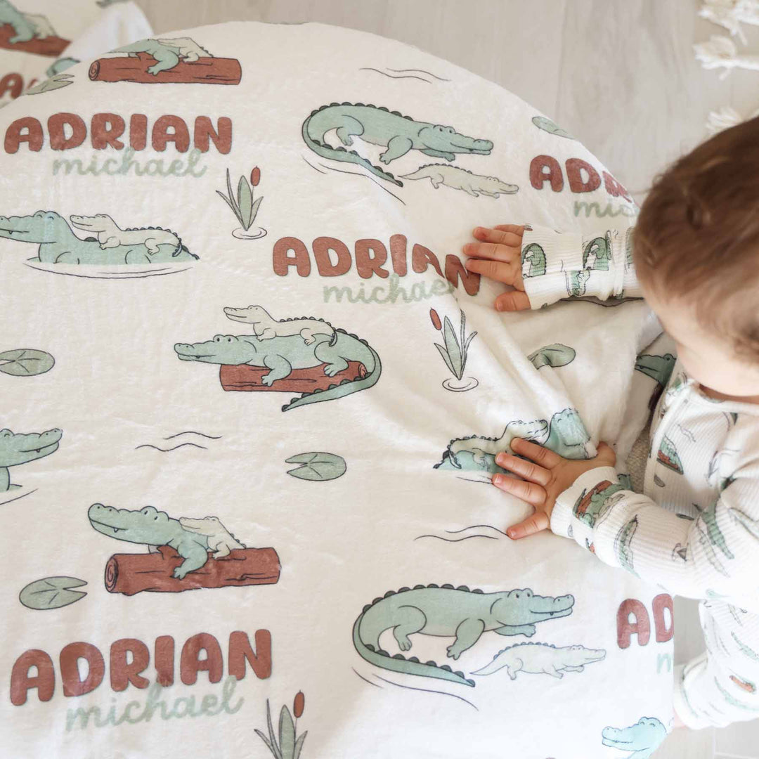 swamp themed personalized blanket for kids 