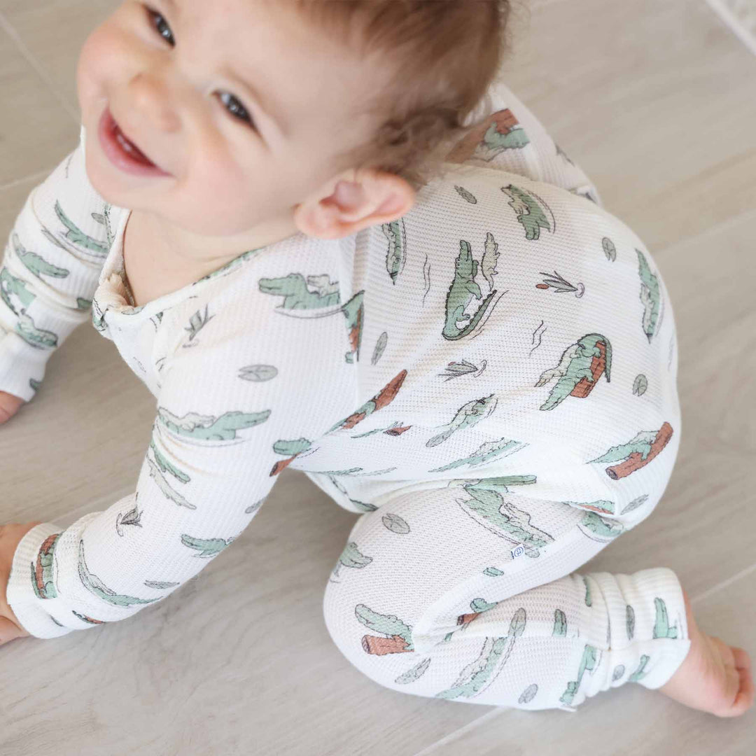 alligator convertible zip romper pj