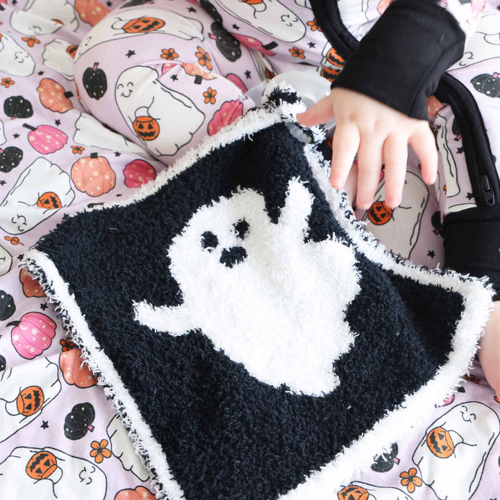 reversible lovey for babies with ghosts 