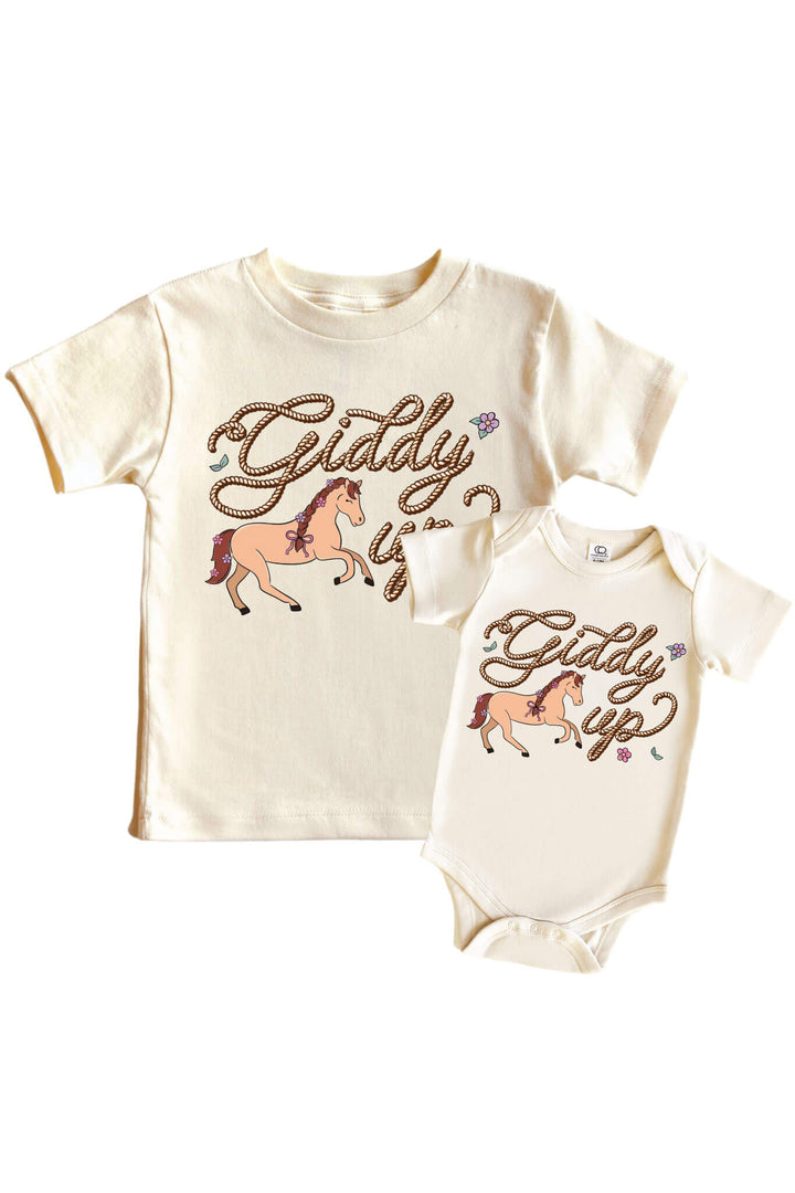 giddy up pink graphic tee and bodysuit 