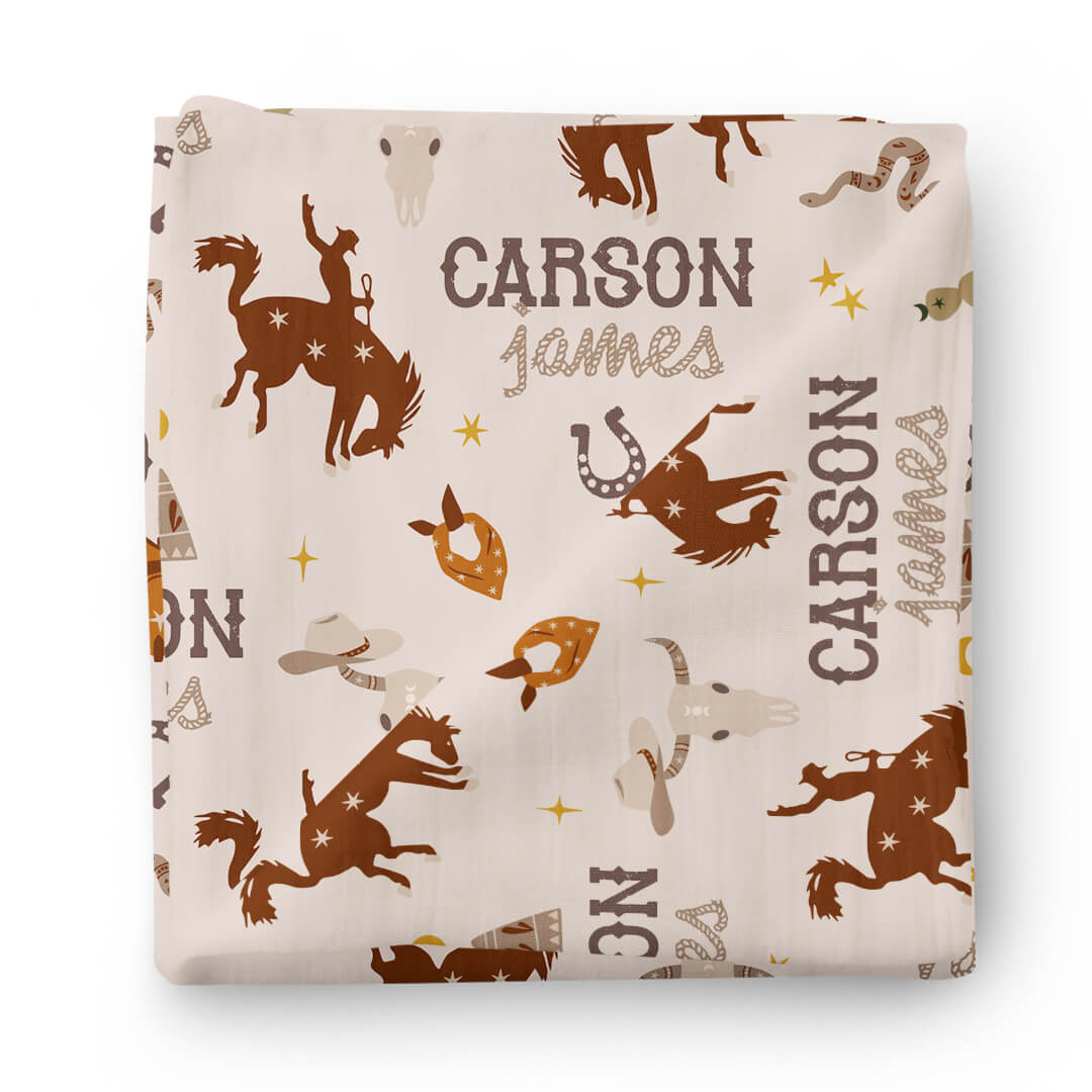 giddy up personalized swaddle blanket 