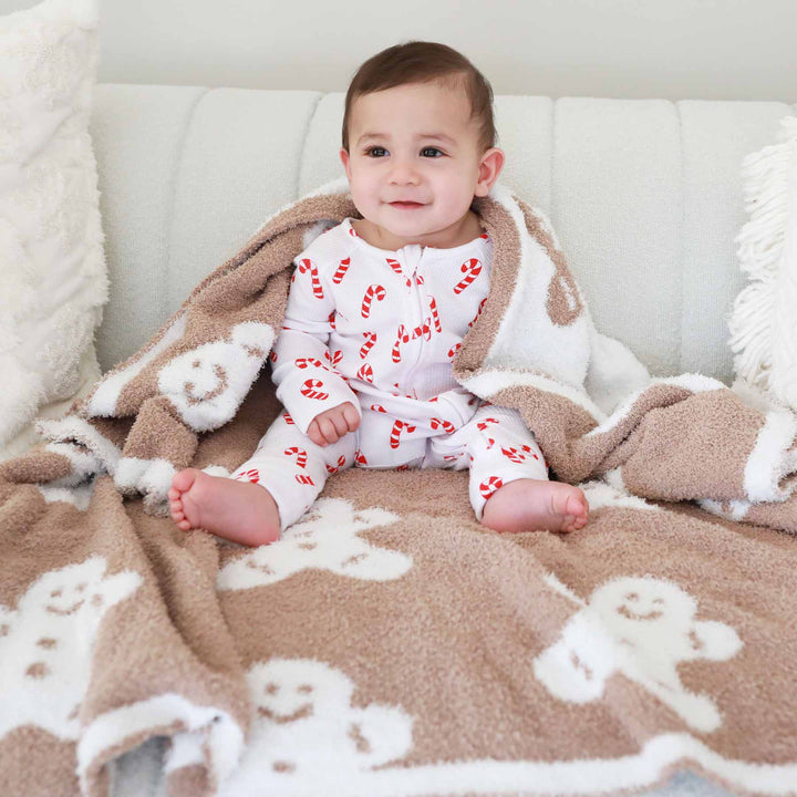 christmas blanket with gingerbread men 