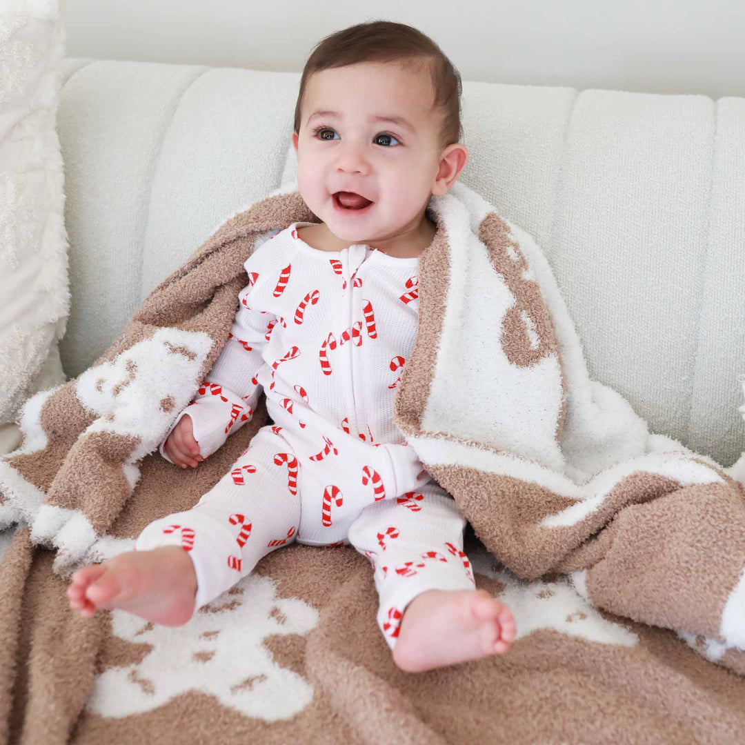 christmas baby blanket with gingerbread men 