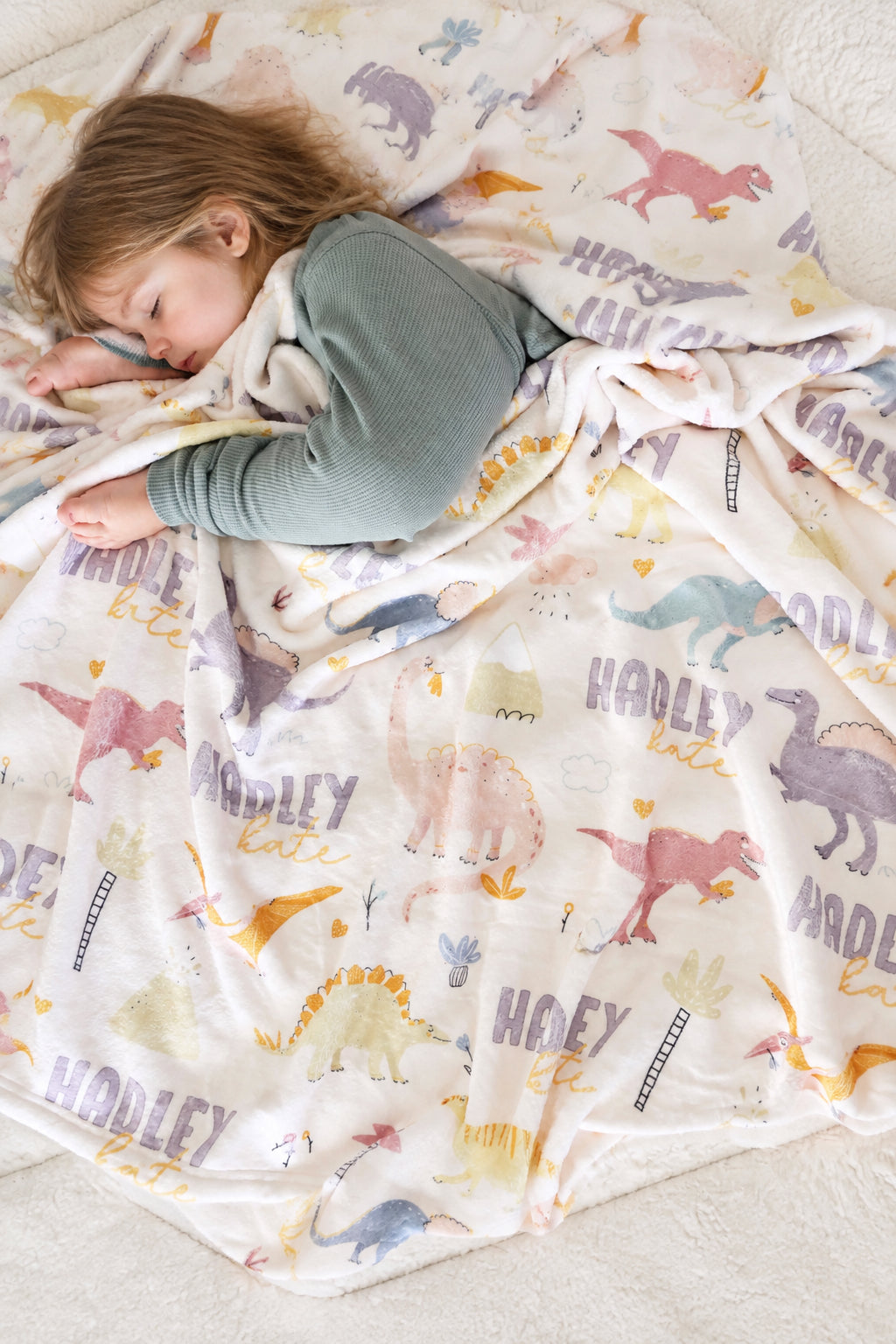 Pastel Dino Personalized Kids Blanket