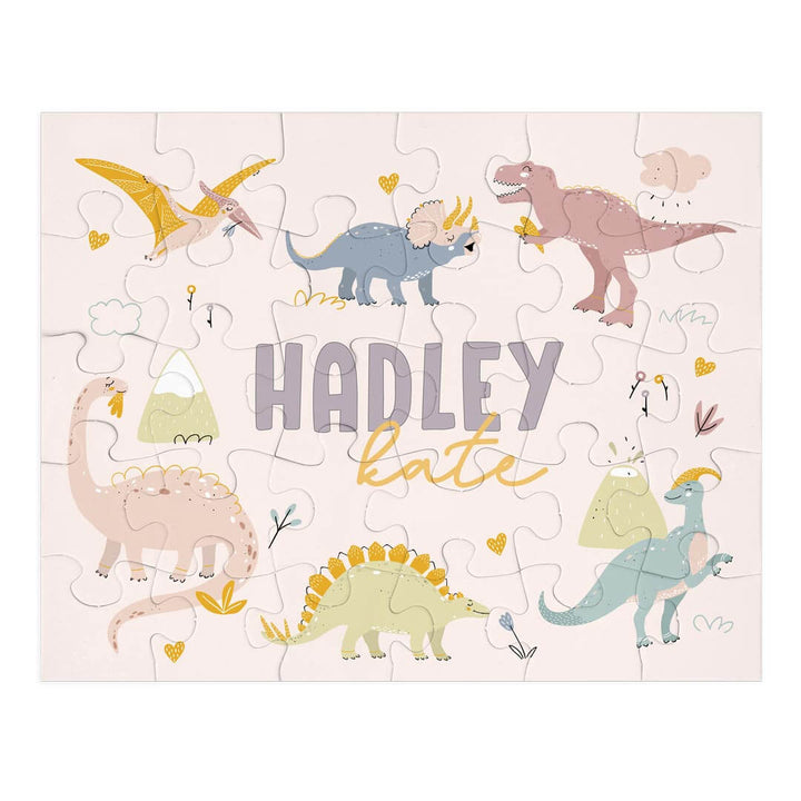 pastel dinosaur personalized puzzle for girls