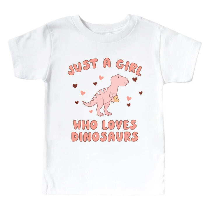 just a girl who loves dinosaurs graphic tee for kids 