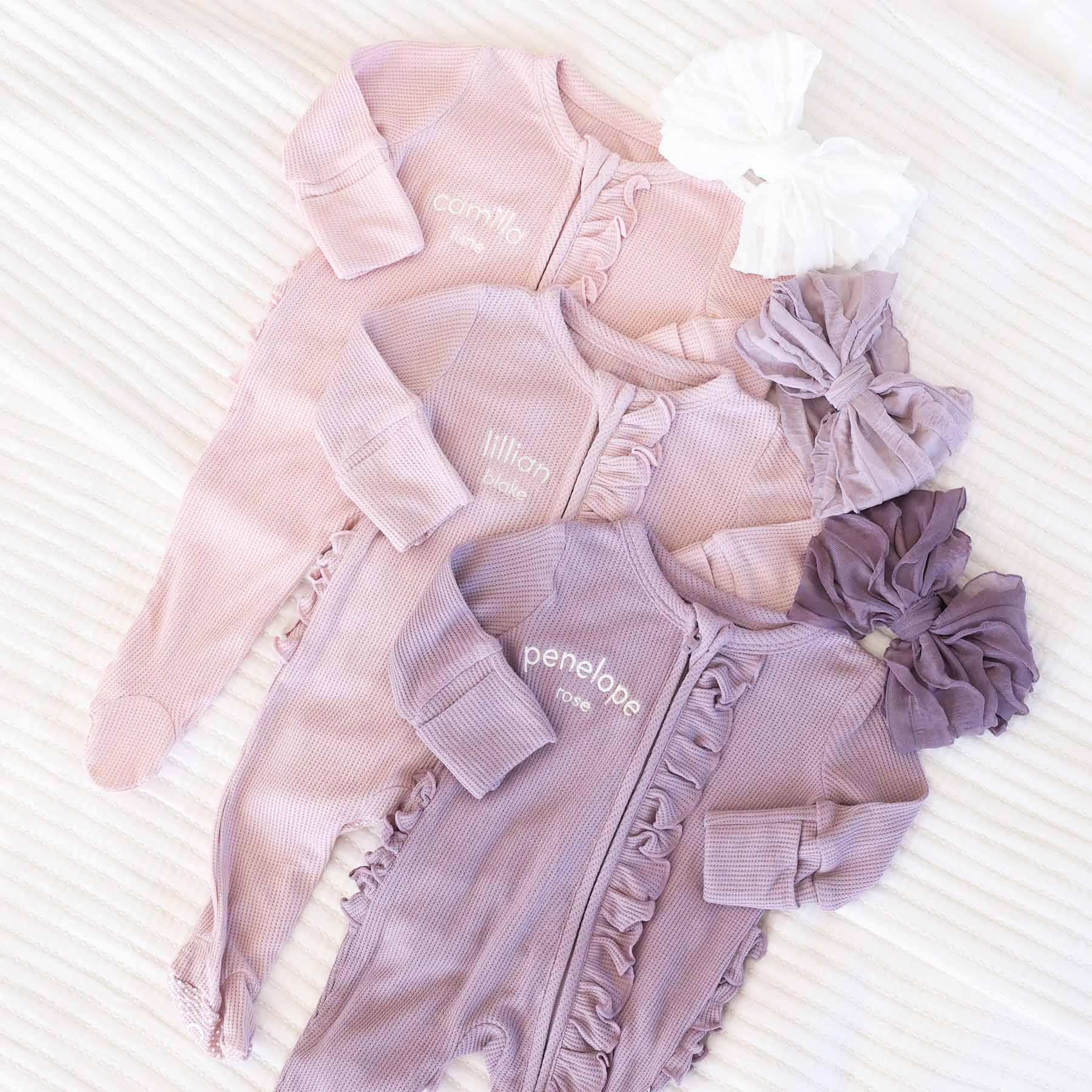 personalized embroidered footies for girls 