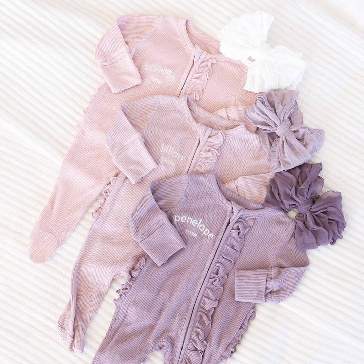 personalized embroidered footies for girls 