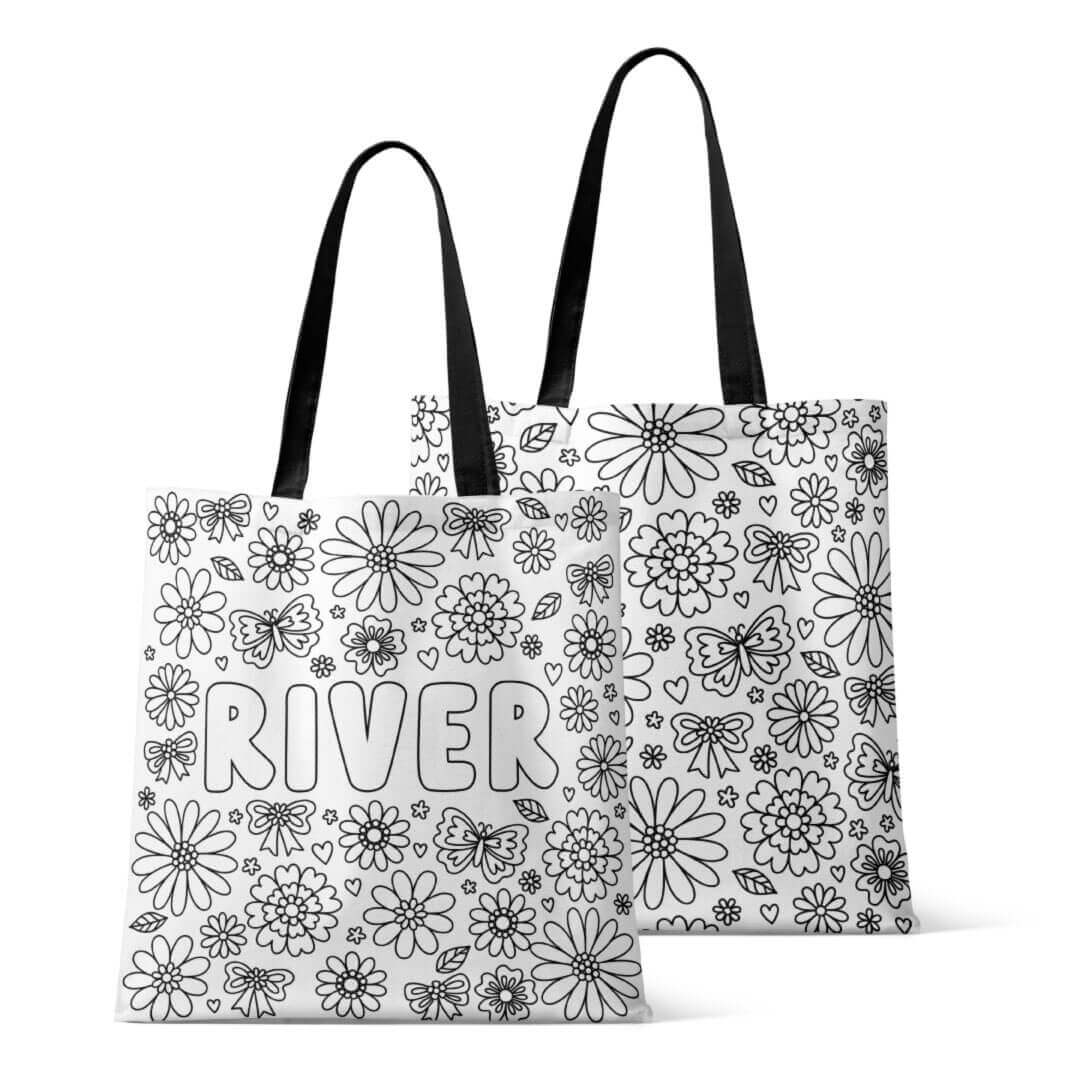 flower butterfly colorable tote bag 