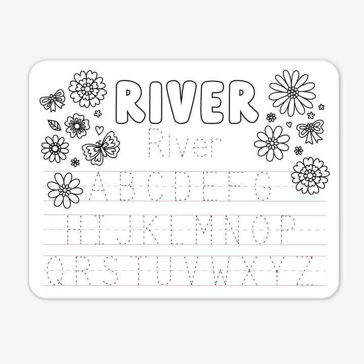 flowers and butterflies personalized kids whiteboard 