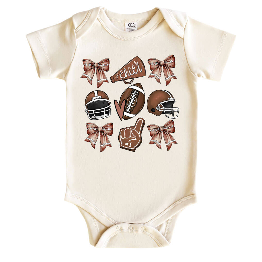 girlie football bow graphic bodysuit 