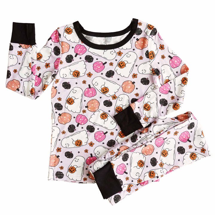 girly ghouls ghost and pumpkin pajama set for girls 