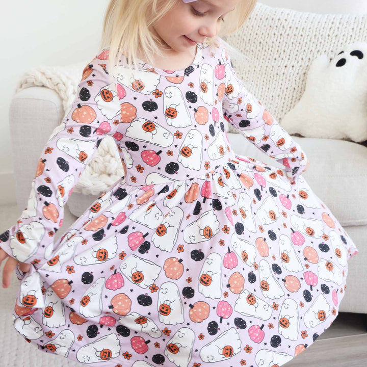 kids bamboo dress with pockets girly ghouls 