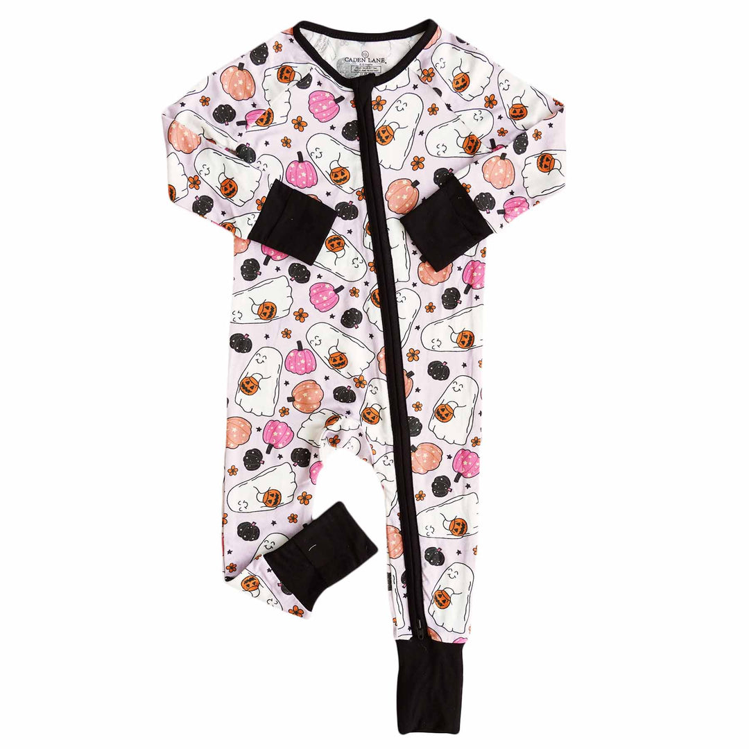 pink ghost pajama romper for toddlers