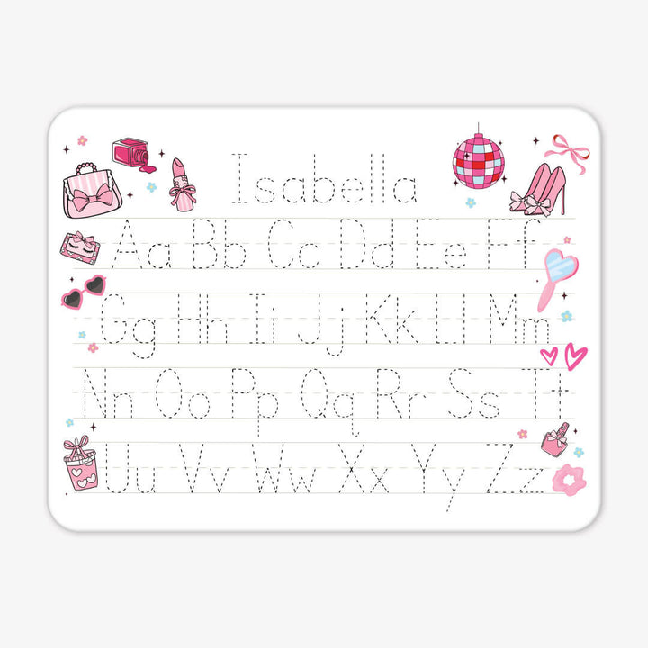 girly personalized alphabet whiteboard for girls 