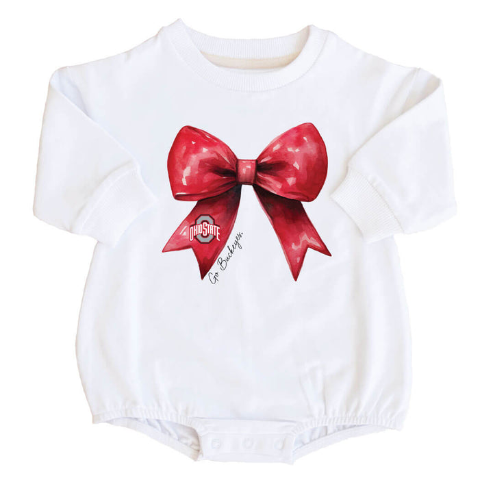 The Ohio State University | Footballs & Bows Graphic Sweatshirt Bubble Romper