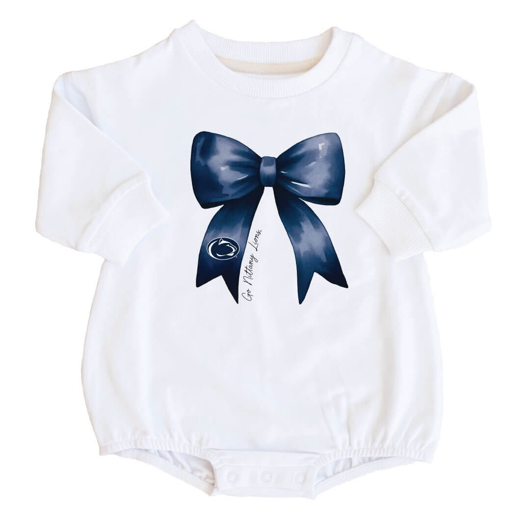 The Pennsylvania State University | Footballs & Bows Graphic Sweatshirt Bubble Romper