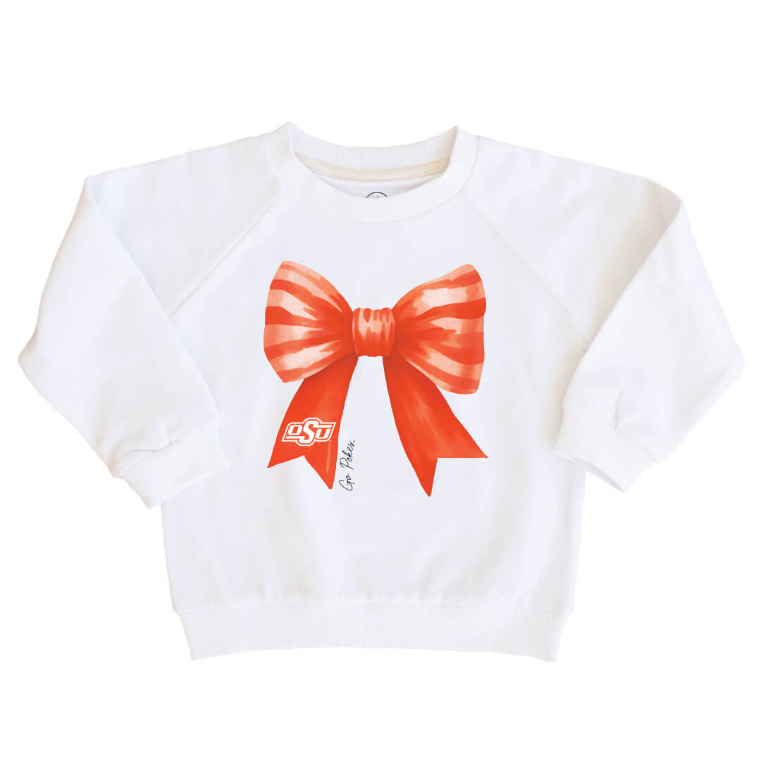 Oklahoma State University | Footballs + Bows Kids Graphic Sweatshirts