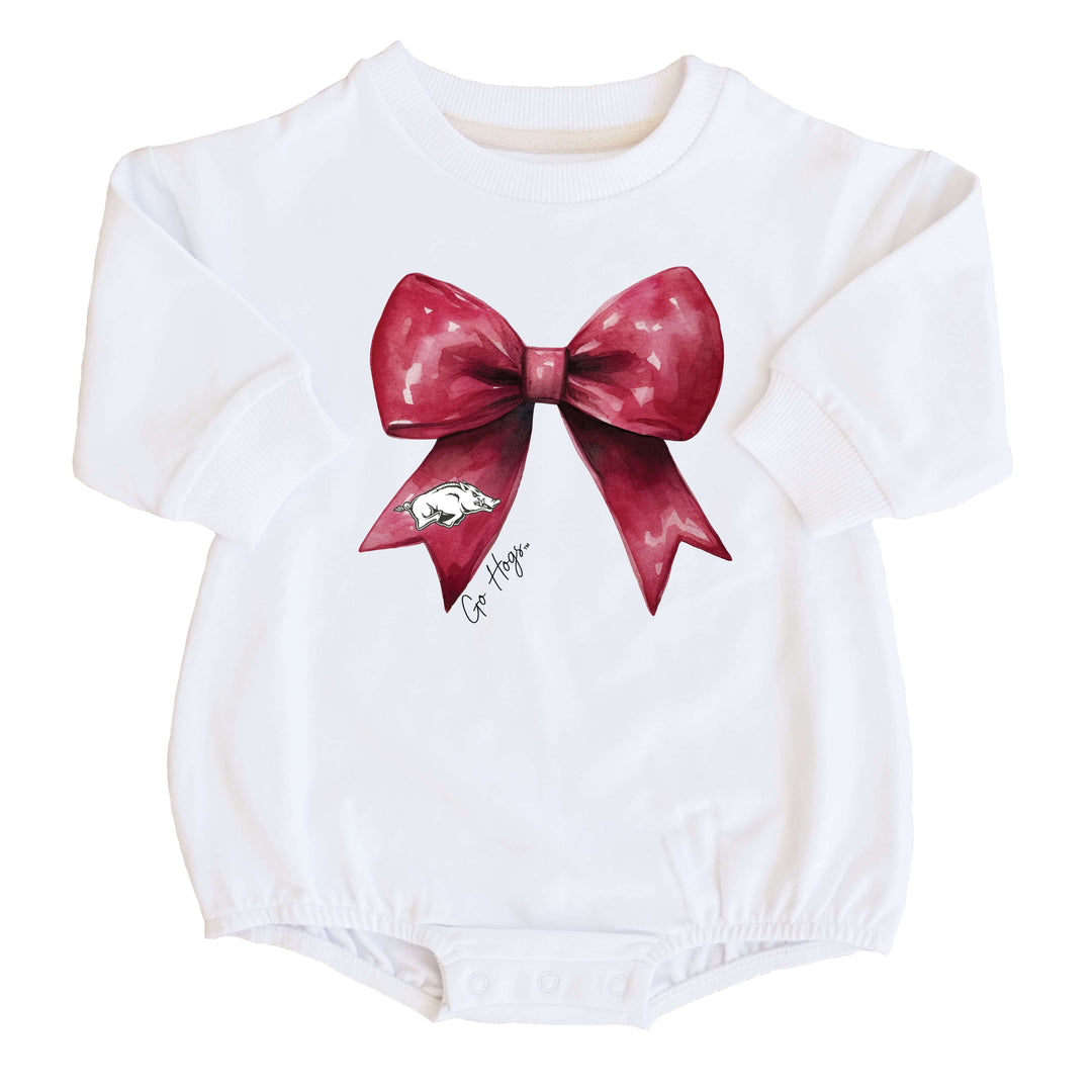 University of Arkansas | Football & Bows Graphic Sweatshirt Bubble Romper