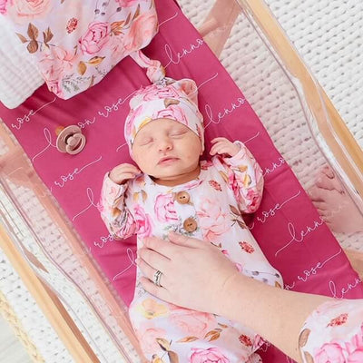hot pink baby name swaddle blanket 
