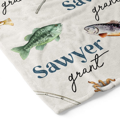 fishing themed personalized kids blanket 