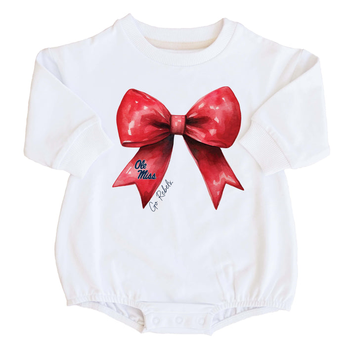 University of Mississippi | Footballs & Bows Graphic Sweatshirt Bubble Romper