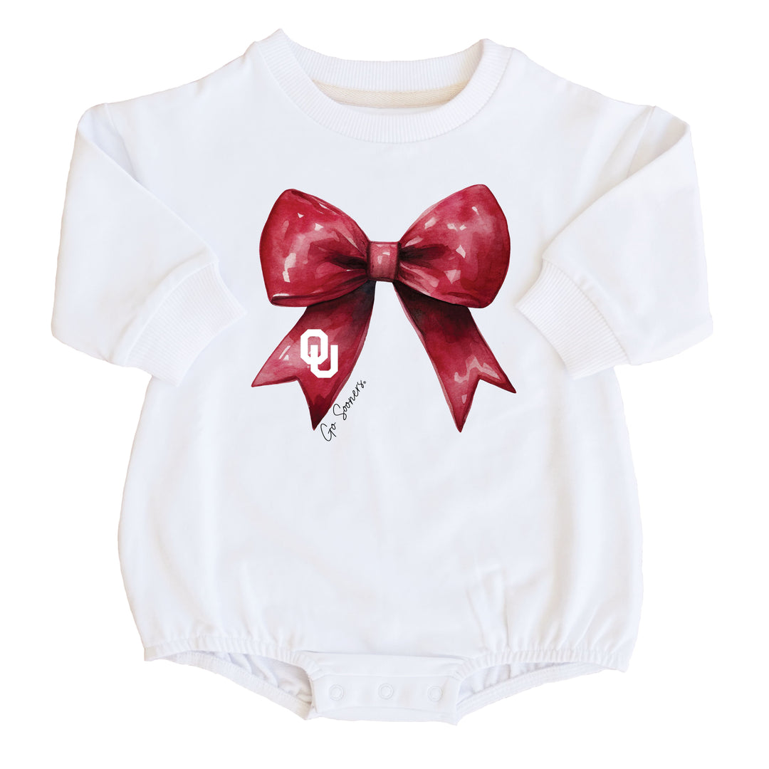 University of Oklahoma | Footballs & Bows Graphic Sweatshirt Bubble Romper