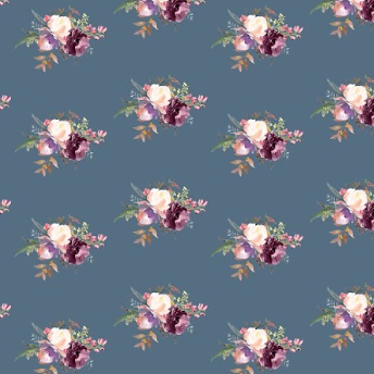 Grae's Dusty Blue Floral Personalized Baby Name Swaddle Blanket