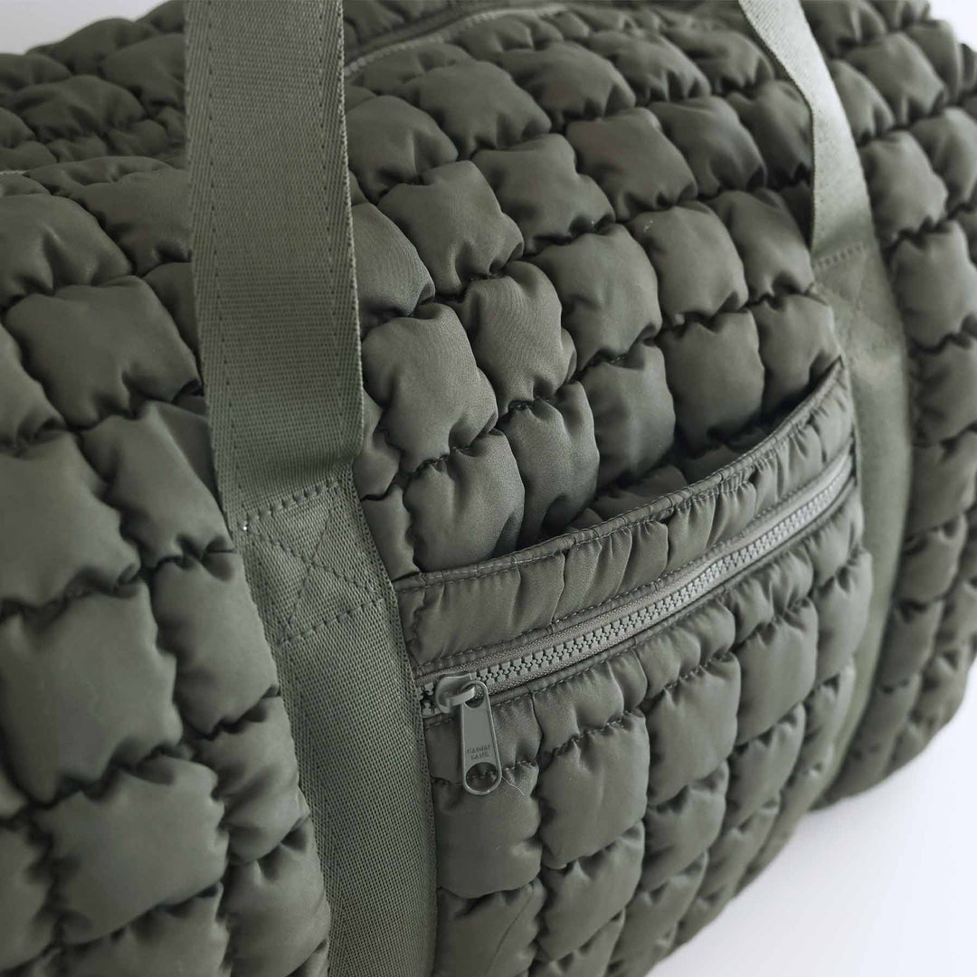 army green side pocket duffel bag for women weekender bag 