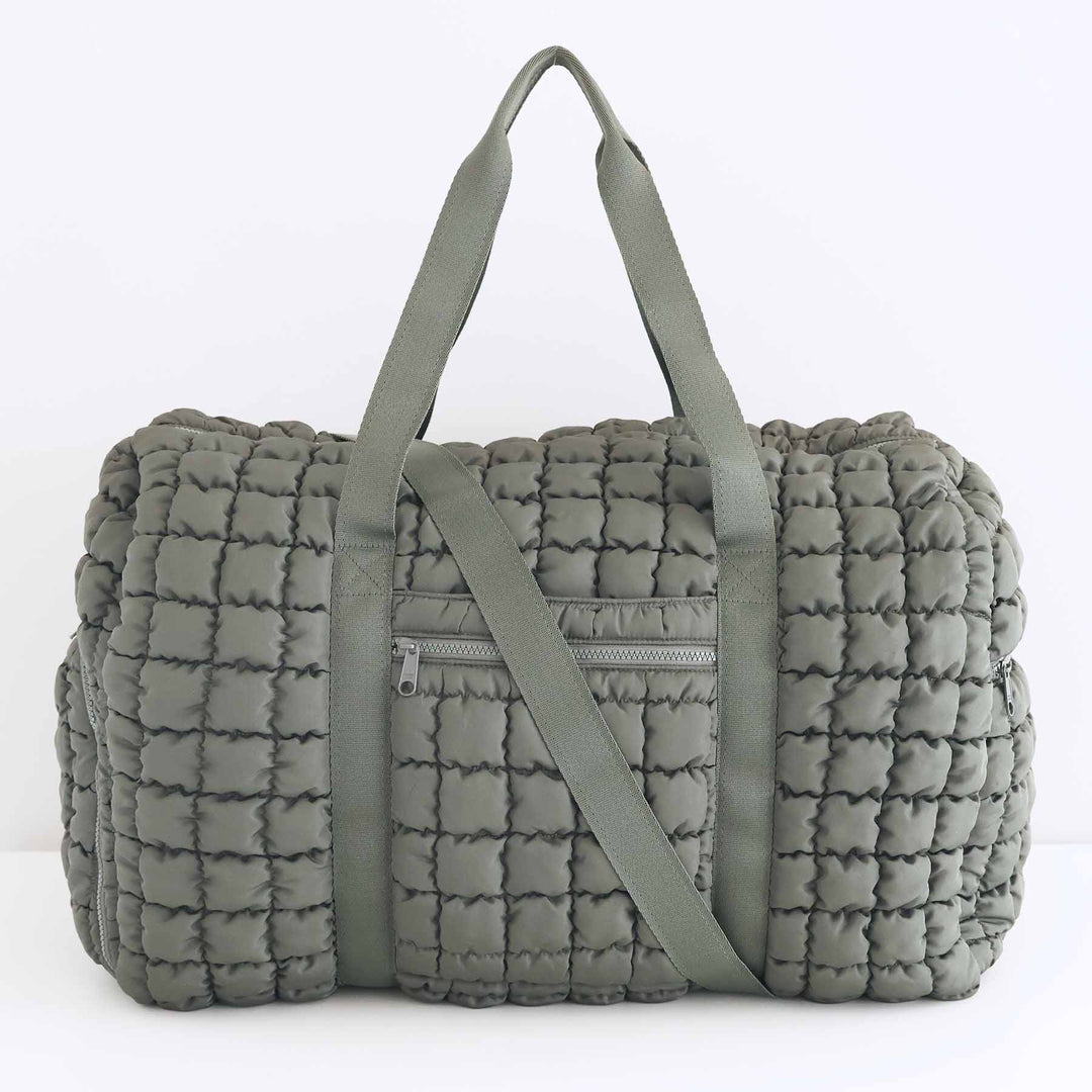 green duffel bag for women with long shoulder strap