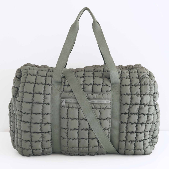 green duffel bag for women with long shoulder strap
