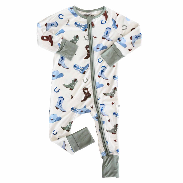 boot scootin' baby pajama romper 