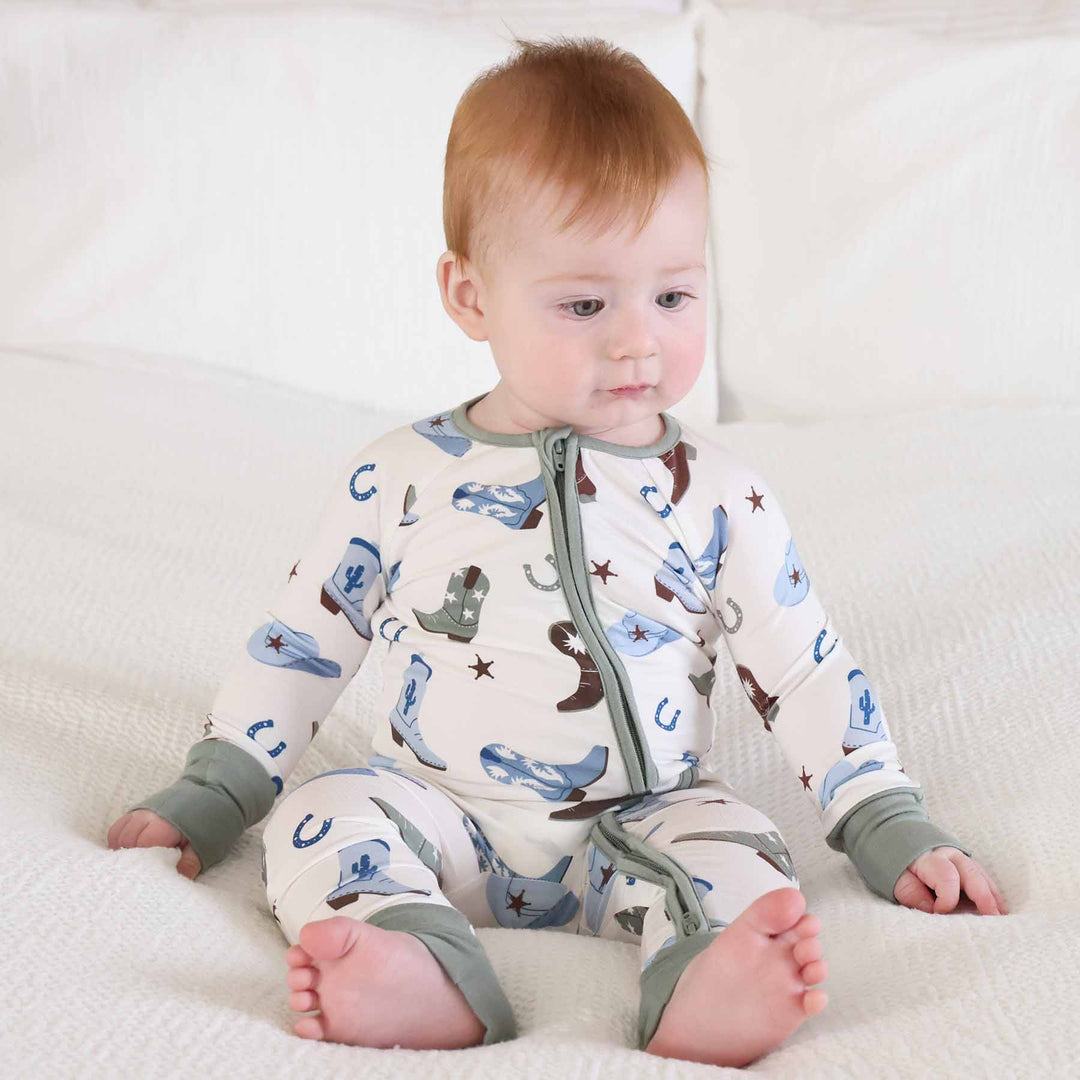 cowboy convertible pajama romper for boys 