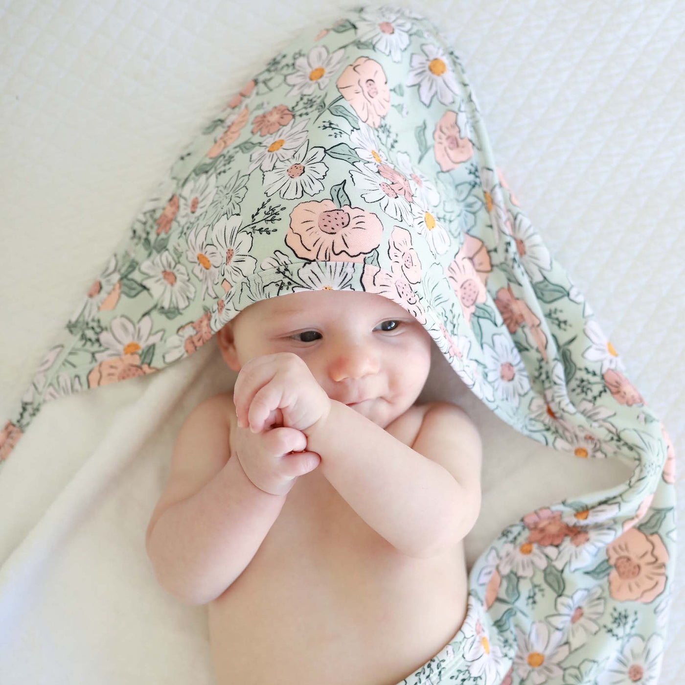 bamboo hooded towel peach poppies