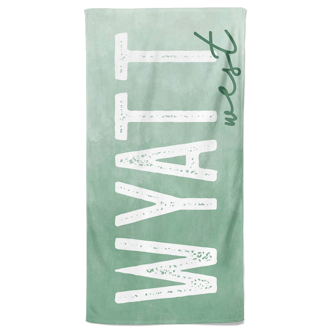 personalized green ombre towel 