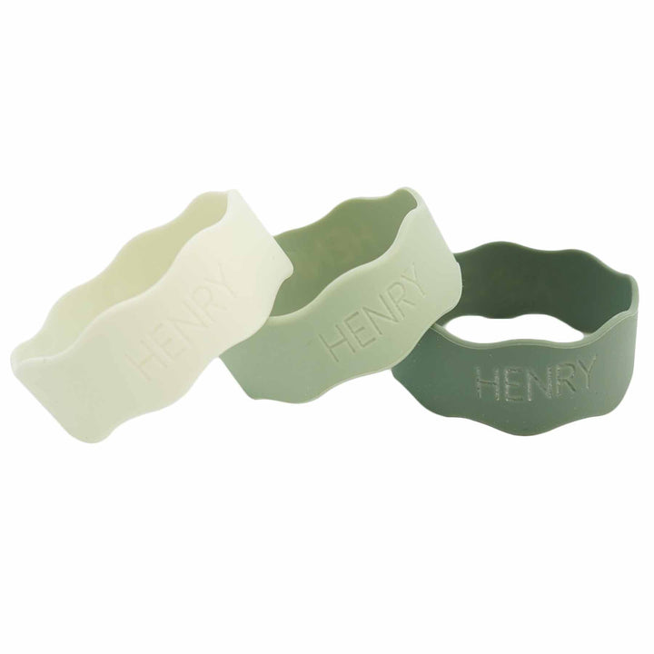 3-pack block font personalized green labels