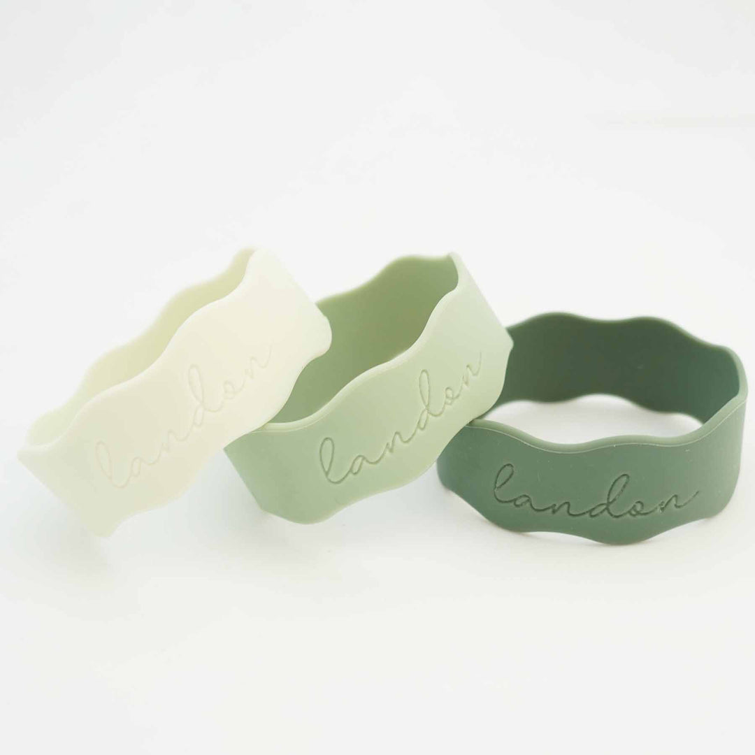 green script personalized silicone bottle labels
