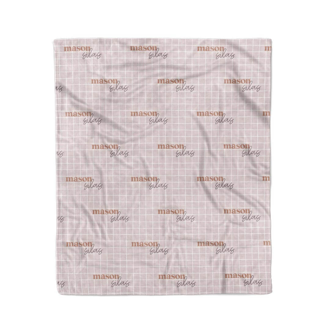 kids personalized swaddle blanket tan squares