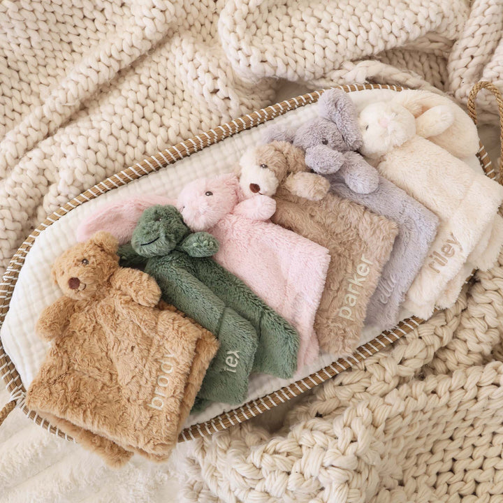 stuffed animal loveys embroidered with name 